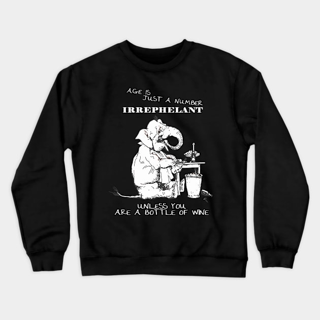 Age Is Just A Number Birthday Elephant Humor Crewneck Sweatshirt by taiche